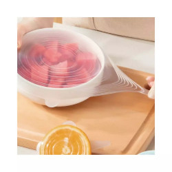 Σετ 6 καπακιών σιλικόνης Kinghoff KH 1902, -40 έως 230°C, Στεγανή και αεροστεγής εφαρμογή, Επαναχρησιμοποιήσιμο, Γενικής χρήσης, Διαφανές