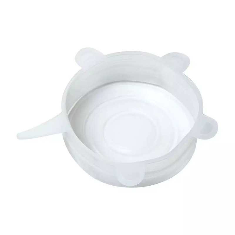 Σετ 6 καπακιών σιλικόνης Kinghoff KH 1902, -40 έως 230°C, Στεγανή και αεροστεγής εφαρμογή, Επαναχρησιμοποιήσιμο, Γενικής χρήσης, Διαφανές