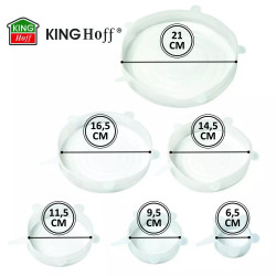 Σετ 6 καπακιών σιλικόνης Kinghoff KH 1902, -40 έως 230°C, Στεγανή και αεροστεγής εφαρμογή, Επαναχρησιμοποιήσιμο, Γενικής χρήσης, Διαφανές