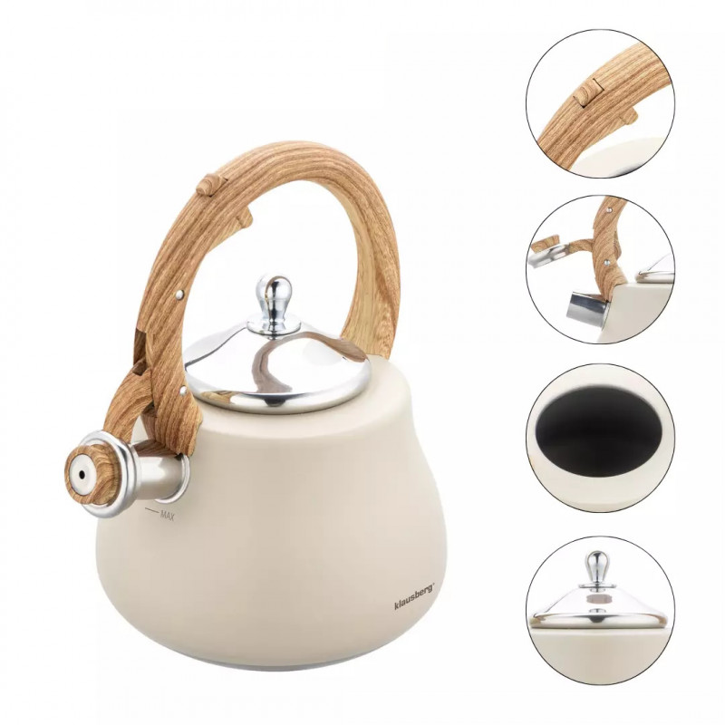 Klausberg KB 7919 βραστήρας με στροβιλισμό, 2,8 l, Θερμομονωμένη λαβή, Επαγωγή, Μπεζ