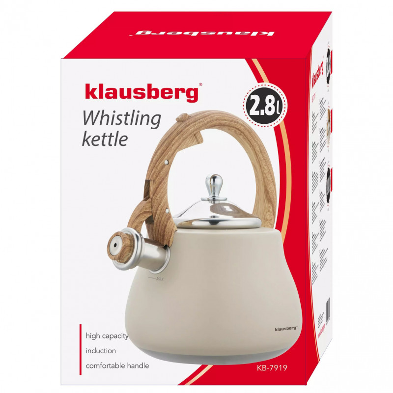 Klausberg KB 7919 βραστήρας με στροβιλισμό, 2,8 l, Θερμομονωμένη λαβή, Επαγωγή, Μπεζ