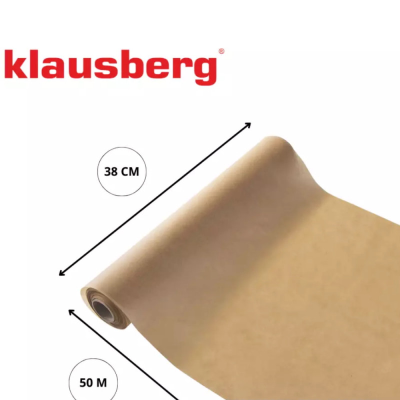 Περγαμηνή ψησίματος Klausberg KB 7904, Ρολό 50 m, 38 cm, -40 έως 230°C, γενικής χρήσης, αντικολλητικό, καφέ