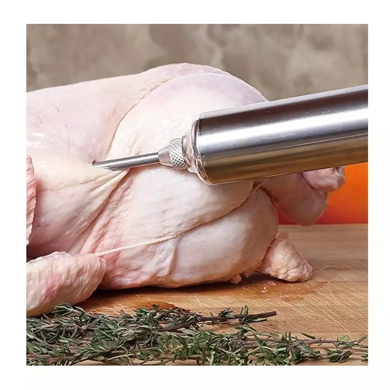 Σύριγγα μαριναρίσματος κρέατος Klausberg KB 7842, 60 ml, 3 βελόνες, Ανοξείδωτο ατσάλι, χωρίς BPA, Ασημί