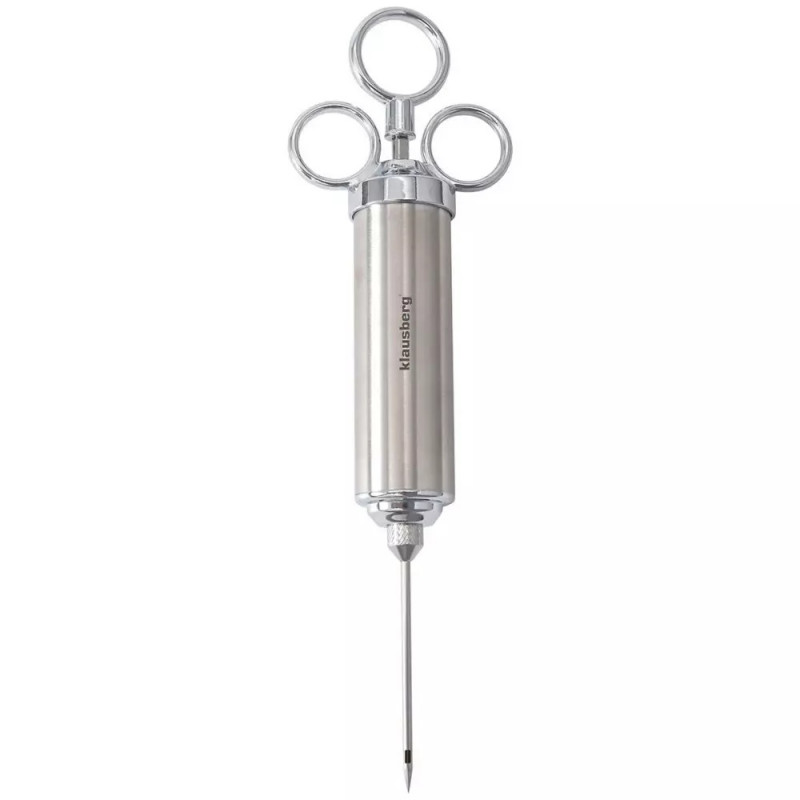 Σύριγγα μαριναρίσματος κρέατος Klausberg KB 7842, 60 ml, 3 βελόνες, Ανοξείδωτο ατσάλι, χωρίς BPA, Ασημί
