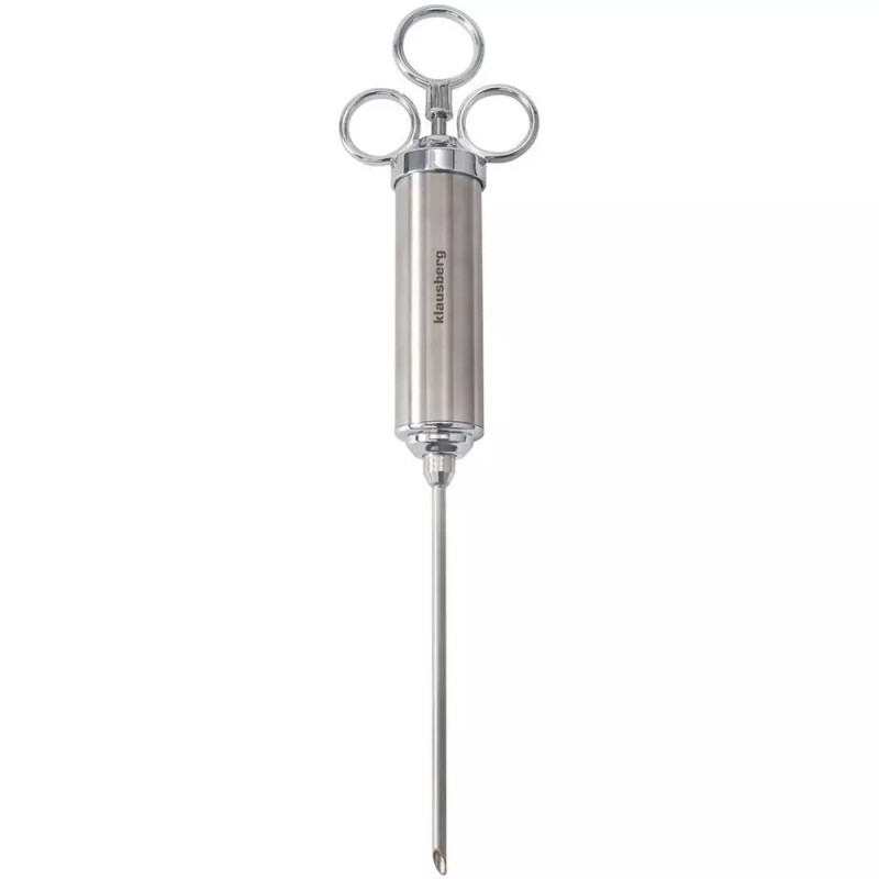 Σύριγγα μαριναρίσματος κρέατος Klausberg KB 7842, 60 ml, 3 βελόνες, Ανοξείδωτο ατσάλι, χωρίς BPA, Ασημί