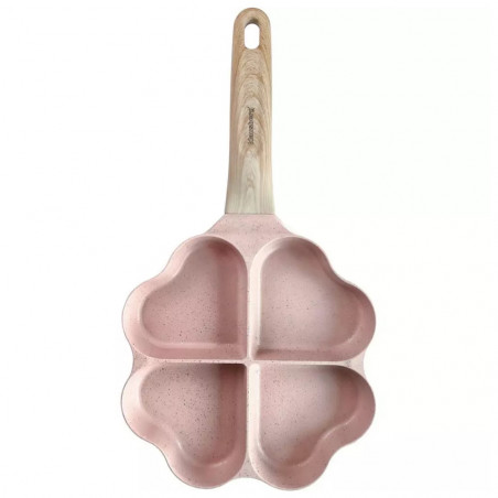 Klausberg KB 7820 τηγάνι 4 διαμερισμάτων, 19 cm, σχήμα καρδιάς, επίστρωση μαρμάρου, επαγωγή, ροζ