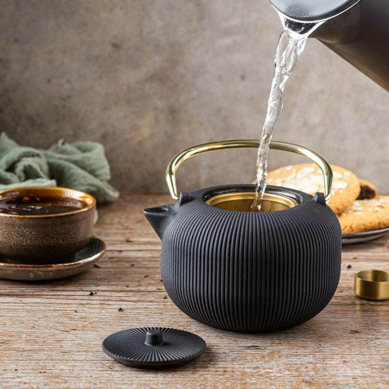 Εγχυτήρας Kinghoff KH 1931, 1 l, Προφίλ στόμιο, Χυτοσίδηρος, Εσωτερικό με εμαγιέ, Μαύρο