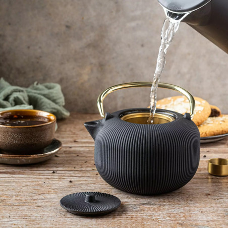 Εγχυτήρας Kinghoff KH 1931, 1 l, Προφίλ στόμιο, Χυτοσίδηρος, Εσωτερικό με εμαγιέ, Μαύρο