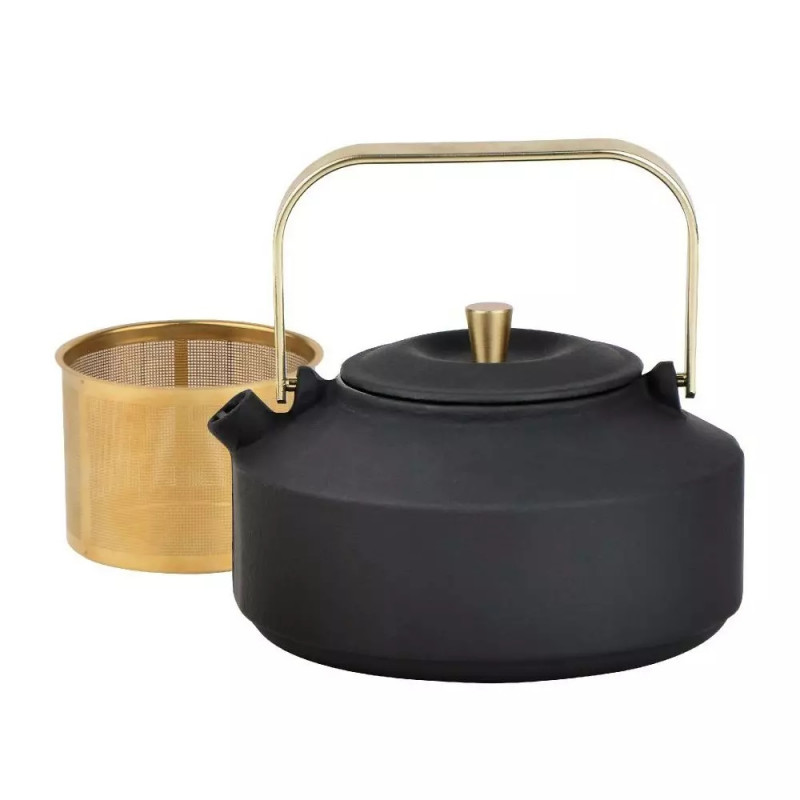 Εγχυτήρας Kinghoff KH 1935, 1 l, Προφίλ στόμιο, Χυτοσίδηρος, Εσωτερικό με εμαγιέ, Μαύρο