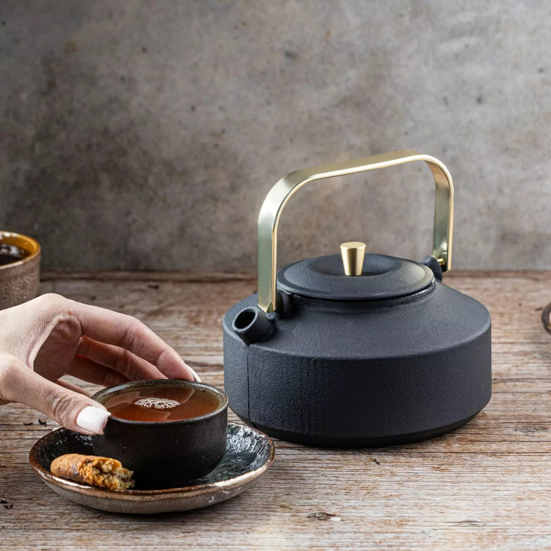 Εγχυτήρας Kinghoff KH 1935, 1 l, Προφίλ στόμιο, Χυτοσίδηρος, Εσωτερικό με εμαγιέ, Μαύρο