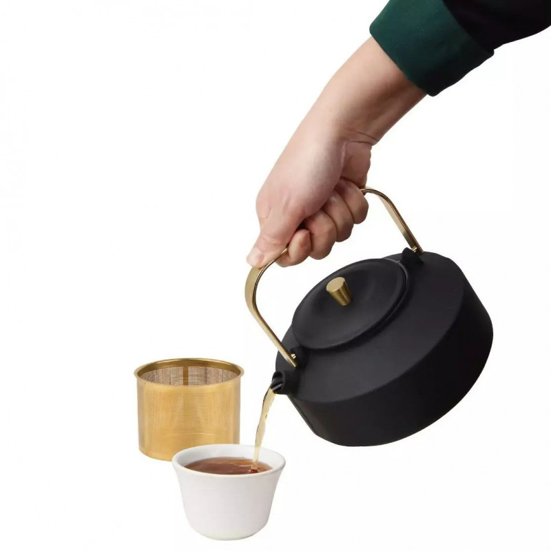 Εγχυτήρας Kinghoff KH 1935, 1 l, Προφίλ στόμιο, Χυτοσίδηρος, Εσωτερικό με εμαγιέ, Μαύρο