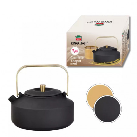 Εγχυτήρας Kinghoff KH 1935, 1 l, Προφίλ στόμιο, Χυτοσίδηρος, Εσωτερικό με εμαγιέ, Μαύρο