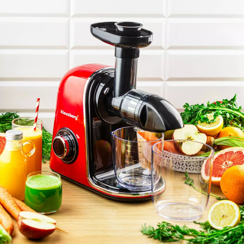 Αποχυμωτής Klausberg KB 7870, 150 W, 700 ml, κοχλίας 7 τμημάτων, Reverse, Αξεσουάρ, Κόκκινο
