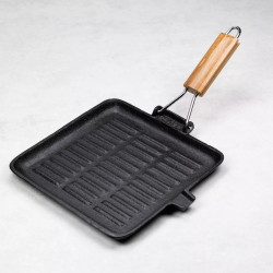 Kinghoff Grill Pan KH 1107, 26 cm, Χυτοσίδηρος, Πτυσσόμενη λαβή, Επαγωγή, Μαύρο