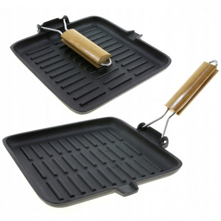 Kinghoff Grill Pan KH 1107, 26 cm, Χυτοσίδηρος, Πτυσσόμενη λαβή, Επαγωγή, Μαύρο