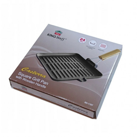 Kinghoff Grill Pan KH 1107, 26 cm, Χυτοσίδηρος, Πτυσσόμενη λαβή, Επαγωγή, Μαύρο