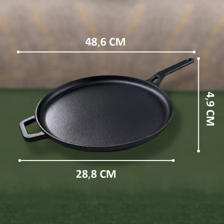 Τηγάνι για τηγανίτες Kinghoff KH 1895, 29 cm, Χυτοσίδηρος, Αντικολλητική επιφάνεια, Επαγωγή, Μαύρο
