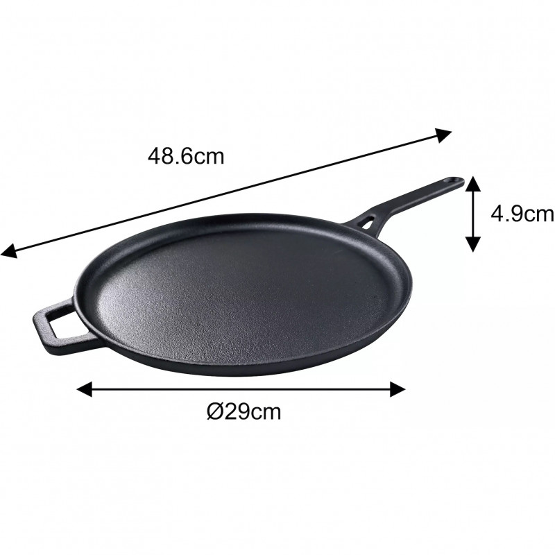 Τηγάνι για τηγανίτες Kinghoff KH 1895, 29 cm, Χυτοσίδηρος, Αντικολλητική επιφάνεια, Επαγωγή, Μαύρο
