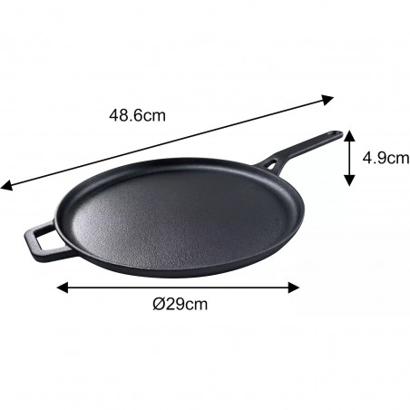 Τηγάνι για τηγανίτες Kinghoff KH 1895, 29 cm, Χυτοσίδηρος, Αντικολλητική επιφάνεια, Επαγωγή, Μαύρο