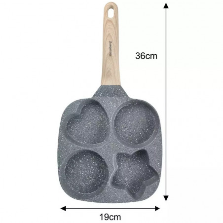 Klausberg KB 7808 τηγάνι 4 διαμερισμάτων, 19cm, επίστρωση μαρμάρου, διάφορα σχήματα, επαγωγή, γκρι