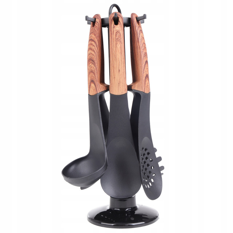 Σετ συσκευών κουζίνας με παράδοση Royalty Line RL-U03, 7 μέρη, Πολυπροπυλένιο, Μέχρι 210C, Χωρίς PFOA, Μαύρο