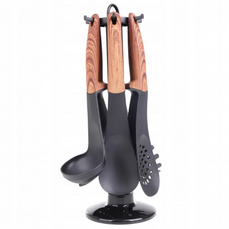 Σετ συσκευών κουζίνας με παράδοση Royalty Line RL-U03, 7 μέρη, Πολυπροπυλένιο, Μέχρι 210C, Χωρίς PFOA, Μαύρο