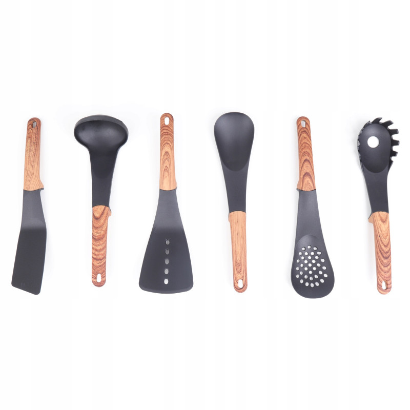 Σετ συσκευών κουζίνας με παράδοση Royalty Line RL-U03, 7 μέρη, Πολυπροπυλένιο, Μέχρι 210C, Χωρίς PFOA, Μαύρο