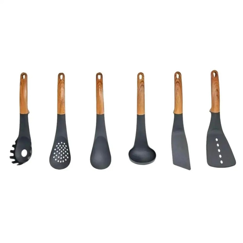 Σετ συσκευών κουζίνας με παράδοση Royalty Line RL-U03, 7 μέρη, Πολυπροπυλένιο, Μέχρι 210C, Χωρίς PFOA, Μαύρο