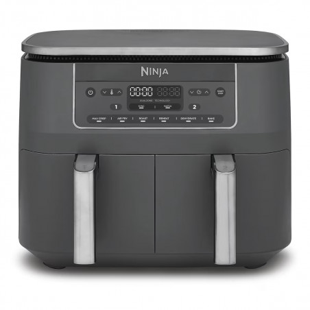 Διπλή φριτέζα με ζεστό αέρα Ninja DZ300EU, 7,6 λίτρα, 6 προγράμματα, χρονοδιακόπτης, ανεξάρτητες ζώνες, γκρι