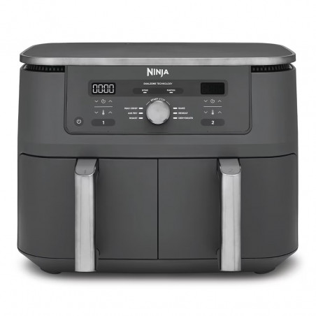 Διπλή φριτέζα με ζεστό αέρα Ninja DZ400EU, 9,5 l, 6 προγράμματα, Χρονοδιακόπτης, Ανεξάρτητες ζώνες, Γκρι