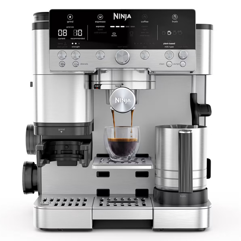 3σε1 Ninja Luxe Café Premier ES601EU, 1650W, 15 bar, 2 λίτρα, Barista Assist, Λειτουργία καμένου νερού, 4 λειτουργίες, 3 ρυθμίσεις θερμοκρασίας, Inox/cherryn