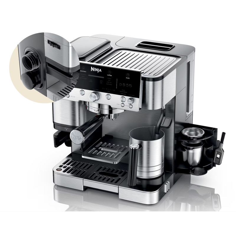 3σε1 Ninja Luxe Café Premier ES601EU, 1650W, 15 bar, 2 λίτρα, Barista Assist, Λειτουργία καμένου νερού, 4 λειτουργίες, 3 ρυθμίσεις θερμοκρασίας, Inox/cherryn