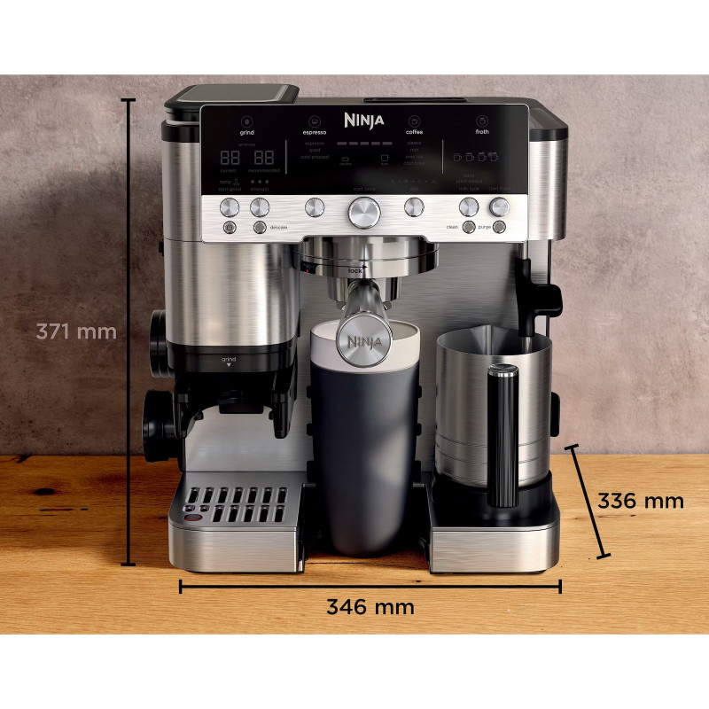 3σε1 Ninja Luxe Café Premier ES601EU, 1650W, 15 bar, 2 λίτρα, Barista Assist, Λειτουργία καμένου νερού, 4 λειτουργίες, 3 ρυθμίσεις θερμοκρασίας, Inox/cherryn