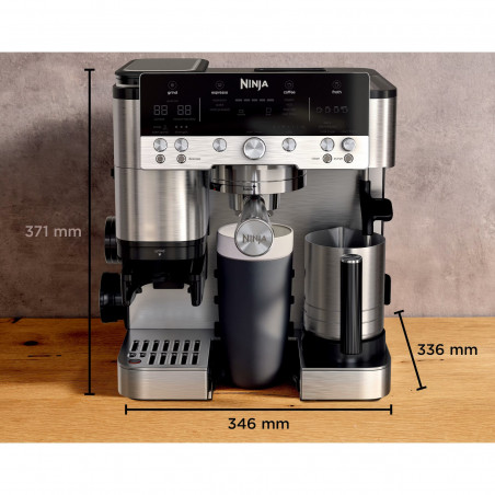 3σε1 Ninja Luxe Café Premier ES601EU, 1650W, 15 bar, 2 λίτρα, Barista Assist, Λειτουργία καμένου νερού, 4 λειτουργίες, 3 ρυθμίσεις θερμοκρασίας, Inox/cherryn