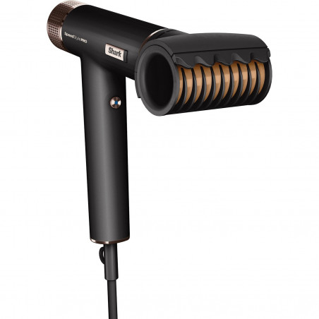 Στεγνωτήρας μαλλιών Shark SpeedStyle Pro HD752EU, 1750W, 3 ταχύτητες, 4 ρυθμίσεις θερμοκρασίας, Αυτόματη ρύθμιση θερμοκρασίας και ροής αέρα, Ιονισμός, Cool Shot, 5 εξαρτήματα, Μαύρο