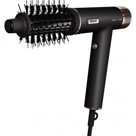 Στεγνωτήρας μαλλιών Shark SpeedStyle Pro HD752EU, 1750W, 3 ταχύτητες, 4 ρυθμίσεις θερμοκρασίας, Αυτόματη ρύθμιση θερμοκρασίας και ροής αέρα, Ιονισμός, Cool Shot, 5 εξαρτήματα, Μαύρο
