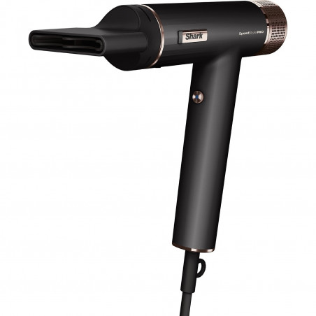 Στεγνωτήρας μαλλιών Shark SpeedStyle Pro HD752EU, 1750W, 3 ταχύτητες, 4 ρυθμίσεις θερμοκρασίας, Αυτόματη ρύθμιση θερμοκρασίας και ροής αέρα, Ιονισμός, Cool Shot, 5 εξαρτήματα, Μαύρο