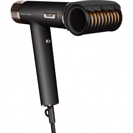 Στεγνωτήρας μαλλιών Shark SpeedStyle Pro HD752EU, 1750W, 3 ταχύτητες, 4 ρυθμίσεις θερμοκρασίας, Αυτόματη ρύθμιση θερμοκρασίας και ροής αέρα, Ιονισμός, Cool Shot, 5 εξαρτήματα, Μαύρο