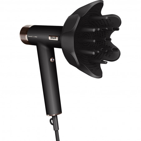 Στεγνωτήρας μαλλιών Shark SpeedStyle Pro HD752EU, 1750W, 3 ταχύτητες, 4 ρυθμίσεις θερμοκρασίας, Αυτόματη ρύθμιση θερμοκρασίας και ροής αέρα, Ιονισμός, Cool Shot, 5 εξαρτήματα, Μαύρο