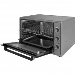Elite EMO-65300G μίνι φούρνος, 2000W, 65 l, 3 λειτουργίες, Διπλό τζάμι, Κρυφό θερμαντικό σώμα στον πυθμένα, Θερμοστάτης, Χρονοδιακόπτης, Γκρι