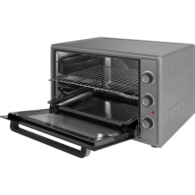 Elite EMO-65300G μίνι φούρνος, 2000W, 65 l, 3 λειτουργίες, Διπλό τζάμι, Κρυφό θερμαντικό σώμα στον πυθμένα, Θερμοστάτης, Χρονοδιακόπτης, Γκρι