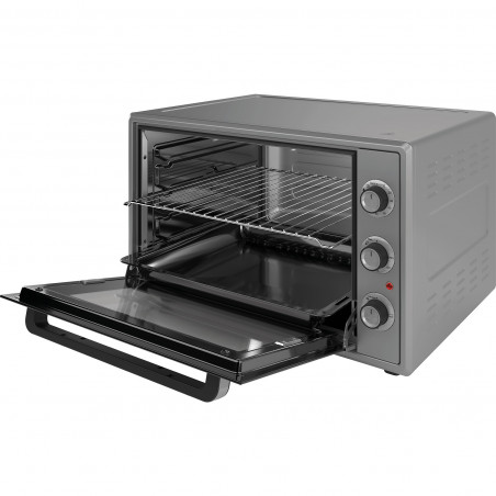Μίνι Φούρνος Elite EMO-70300G, 2000W, 70 l, 3 λειτουργίες, Διπλό γυαλί, Κρυφό θερμαντικό στοιχείο στον πυθμένα, Θερμοστάτης, Χρονοδιακόπτης, Γκρι