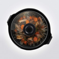 Russell Hobbs Compact Home Slow Cooker 25570-56, 145W, 2L, 3 ρυθμίσεις θερμοκρασίας, Κεραμικά σκεύη μαγειρέματος, χωρίς BPA και PFAS, Μαύρο/inox