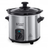 Russell Hobbs Compact Home Slow Cooker 25570-56, 145W, 2L, 3 ρυθμίσεις θερμοκρασίας, Κεραμικά σκεύη μαγειρέματος, χωρίς BPA και PFAS, Μαύρο/inox