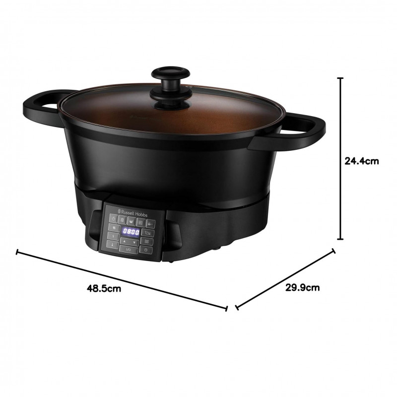 Russell Hobbs Good-to-Go Multicooker 28270-56, 750W, 6.5L, 8 προγράμματα, Χρονοδιακόπτης, Κρύες λαβές, 59% πιο ενεργειακά αποδοτικό, Εύκολο καθάρισμα, Μαύρο