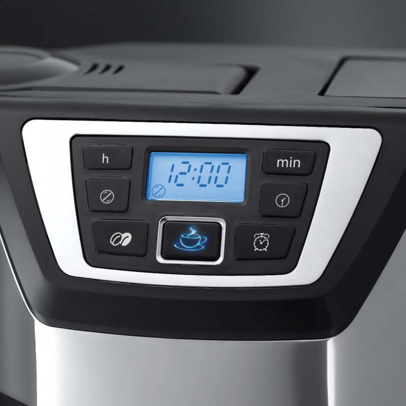 Καφετιέρα Russell Hobbs Victory Grind & Brew 22000-56, 1025W, 1,5 L, 250 g, 12 φλιτζάνια, χρονοδιακόπτης, ενσωματωμένο φίλτρο, μαύρο/οξυζενέ