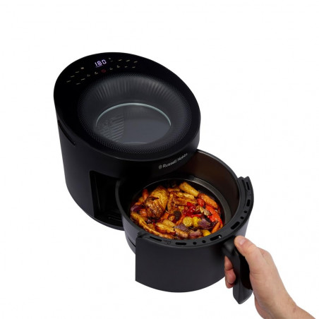 Russell Hobbs SatisFry Πανοραμική φριτέζα ζεστού αέρα 27420-56, 1650W, 5,5 l, 10 προγράμματα, ψηφιακή οθόνη LED, θερμοστάτης, χρονοδιακόπτης, Μαύρο