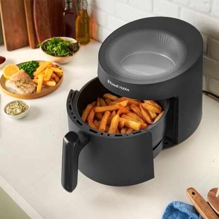 Russell Hobbs SatisFry Πανοραμική φριτέζα ζεστού αέρα 27420-56, 1650W, 5,5 l, 10 προγράμματα, ψηφιακή οθόνη LED, θερμοστάτης, χρονοδιακόπτης, Μαύρο