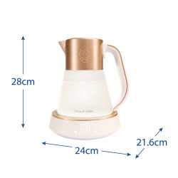 Βραστήρας Russell Hobbs Calm 27450-70, 2400W, 1,7 l, 40-100°C, Αθόρυβο βράσιμο, Κουμπιά αφής, Ηχητικές ειδοποιήσεις, 6 εναλλασσόμενα χρώματα, Προστασία, χωρίς BPA και PFAS, Λευκό/χρυσό