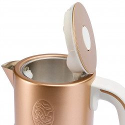 Βραστήρας Russell Hobbs Calm 27450-70, 2400W, 1,7 l, 40-100°C, Αθόρυβο βράσιμο, Κουμπιά αφής, Ηχητικές ειδοποιήσεις, 6 εναλλασσόμενα χρώματα, Προστασία, χωρίς BPA και PFAS, Λευκό/χρυσό